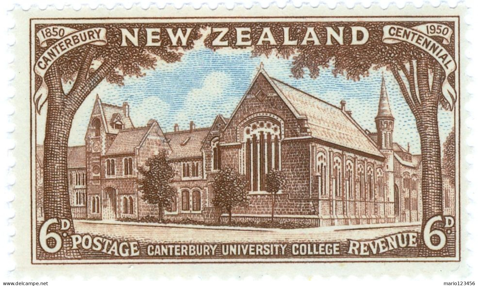 NUOVA ZELANDA, NEW ZEALAND, UNIVERSITA CANTERBURY, 1950, FRANCOBOLLI NUOVI (MNH**) Scott:NZ 277, Yt:NZ 311 - Unused Stamps