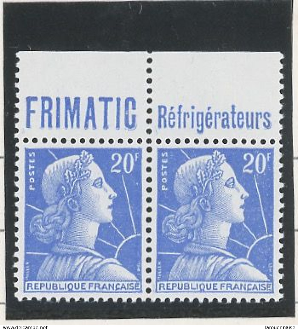 BANDE PUB -N°1011B -MARIANNE DE MULLER -20c BLEU -PAIRE N**- PUB FRIMATIC (MAURY 298) - - Unused Stamps