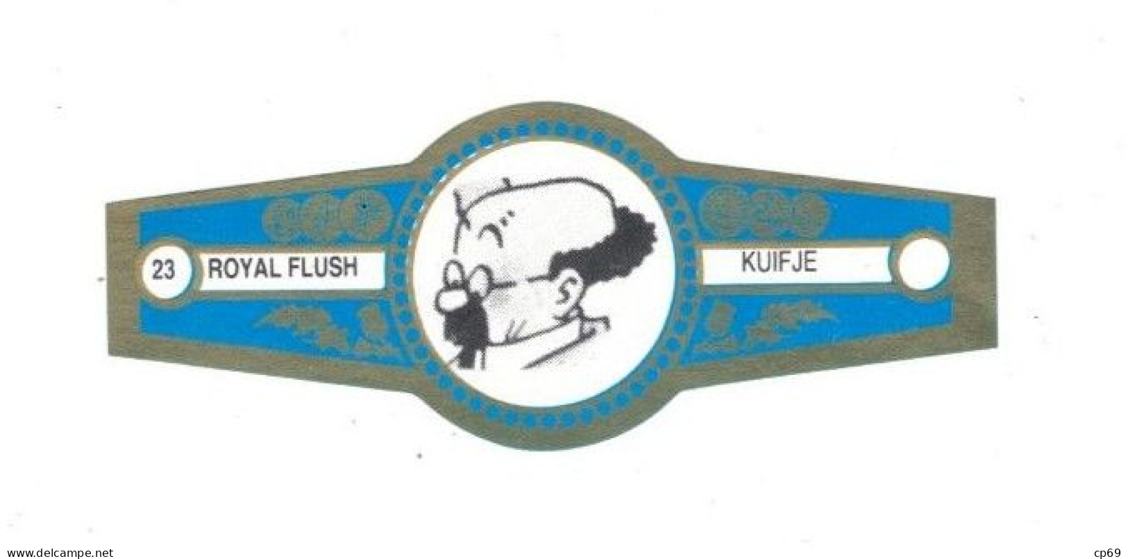 23) Bague De Cigare Série Tintin Bleue Dorée Royal Flush Kuifje Professeur Tournesol En Superbe.Etat - Objets Publicitaires