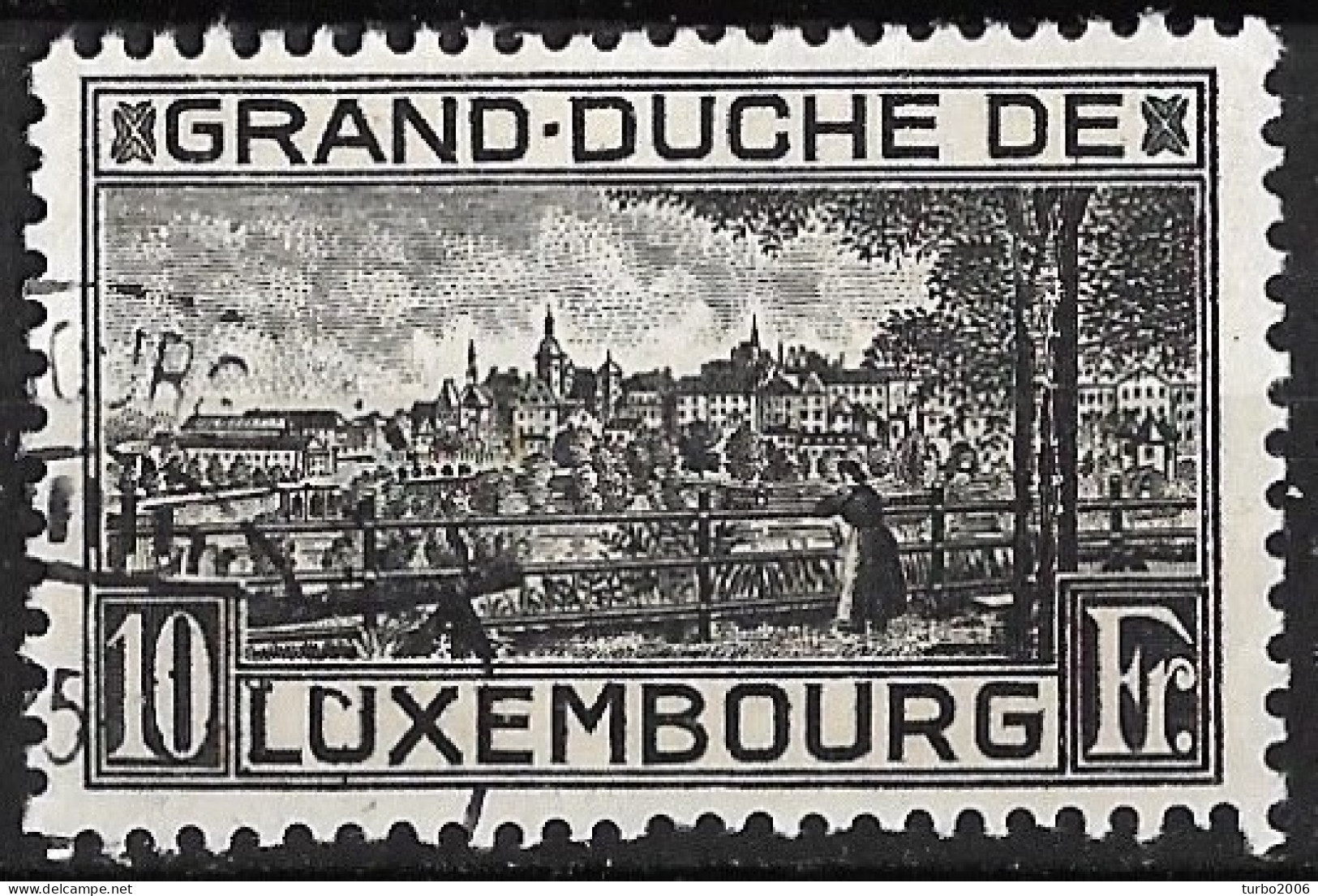 Luxemburg 1923 Landscapes 10 Fr. Greybalck Perforation 11½ Michel 143 A - Gebraucht