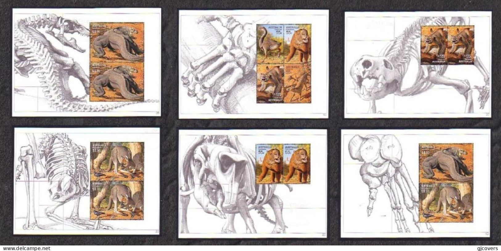 Australia - Six Sheetlets Showing Prehistoric Animals From Australia - All MNH -  From Dinosaur Era - Fossili