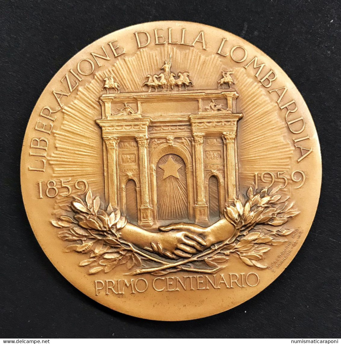 Medaglia Centenario Liberazione Della Lombardia 1859-1959 Johnson Opus Castiglioni - Firma's
