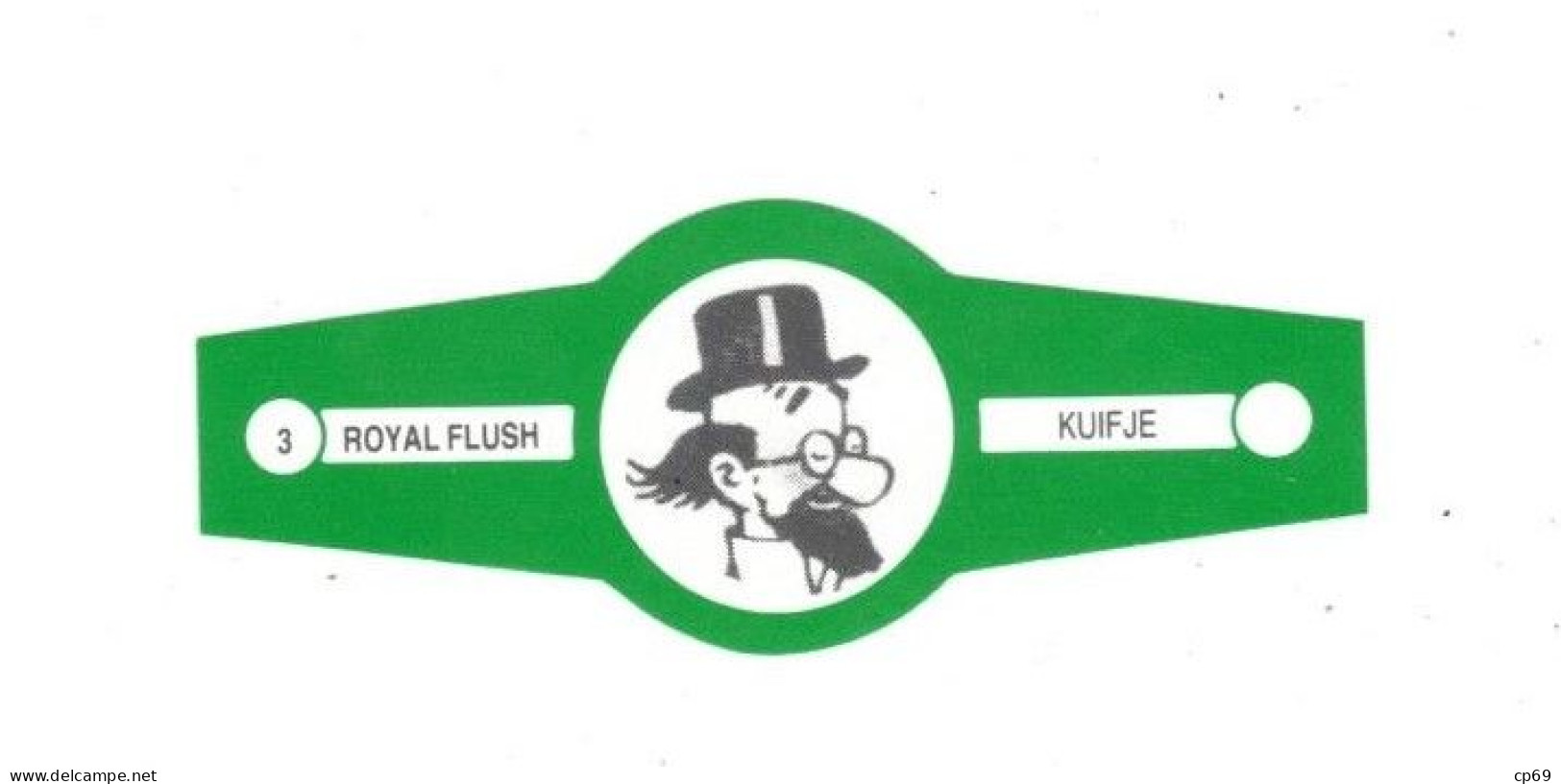 3) Bague De Cigare Série Tintin Verte Royal Flush Kuifje Le Professeur Siclone En Superbe.Etat - Werbeobjekte