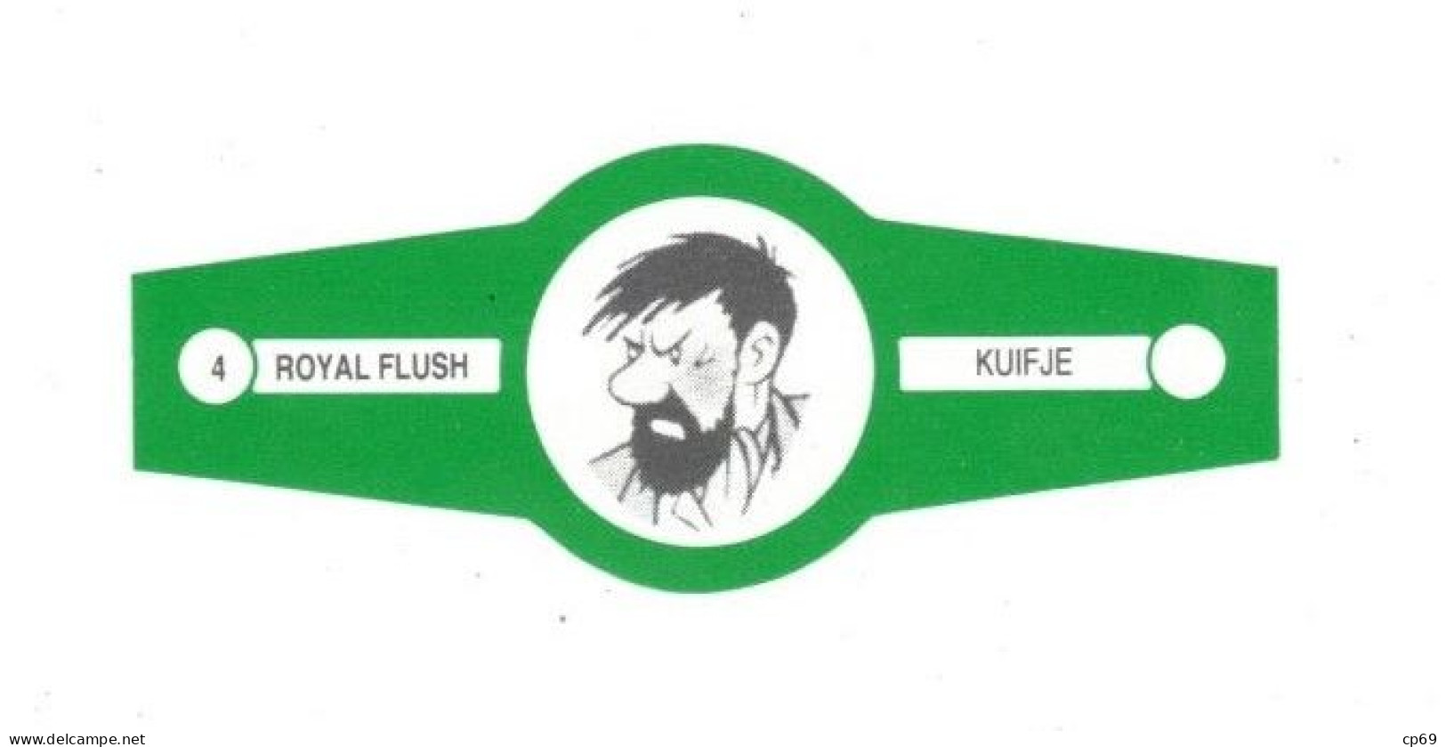 4) Bague De Cigare Série Tintin Verte Royal Flush Kuifje Capitaine Haddock En Superbe.Etat - Objets Publicitaires