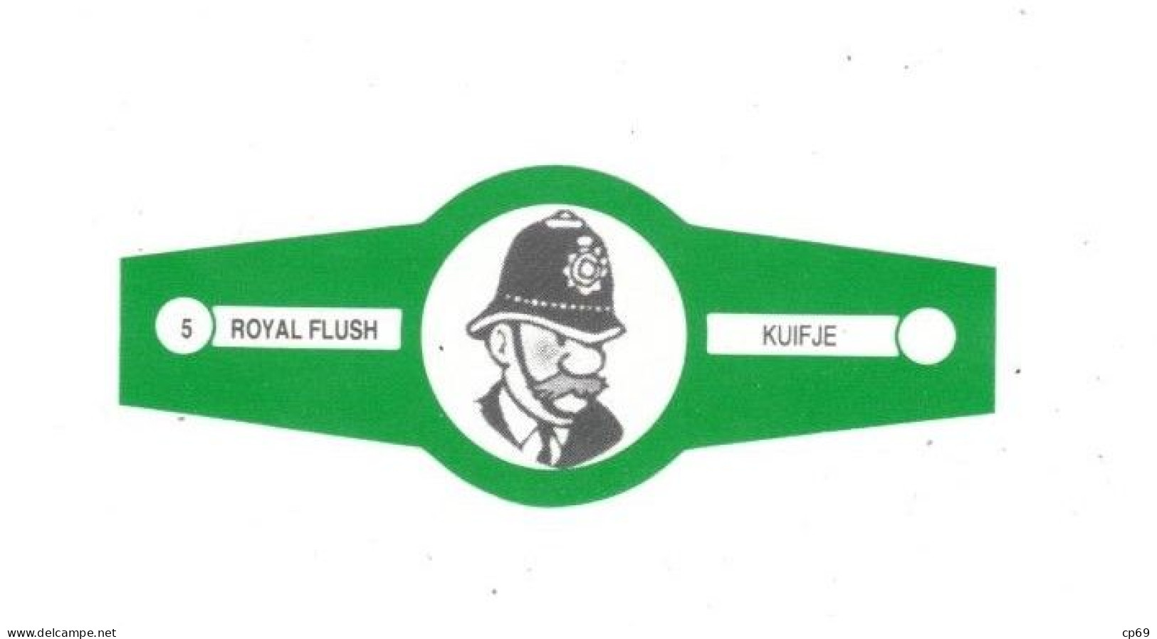 5) Bague De Cigare Série Tintin Verte Royal Flush Kuifje Agent De Police En Superbe.Etat - Objets Publicitaires