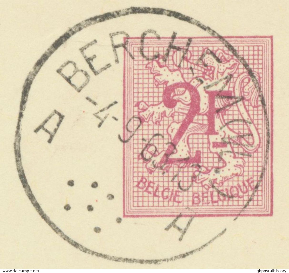 BELGIUM VILLAGE POSTMARKS  BERCHEM (VL.) A (now Kluisbergen) SC With Dots 1963 (Postal Stationery 2 F, PUBLIBEL 1940) - Matasellado Con Puntos
