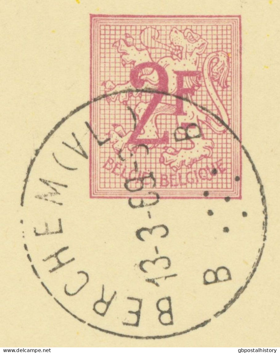 BELGIUM VILLAGE POSTMARKS  BERCHEM (VL.) B (now Kluisbergen) SC With Dots 1969 (Postal Stationery 2 F, PUBLIBEL 2114) - Matasellado Con Puntos