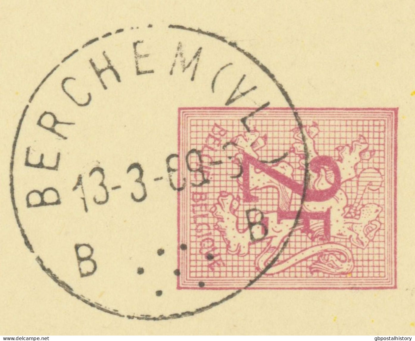 BELGIUM VILLAGE POSTMARKS  BERCHEM (VL.) B (now Kluisbergen) SC With Dots 1969 (Postal Stationery 2 F, PUBLIBEL 2114) - Puntstempels