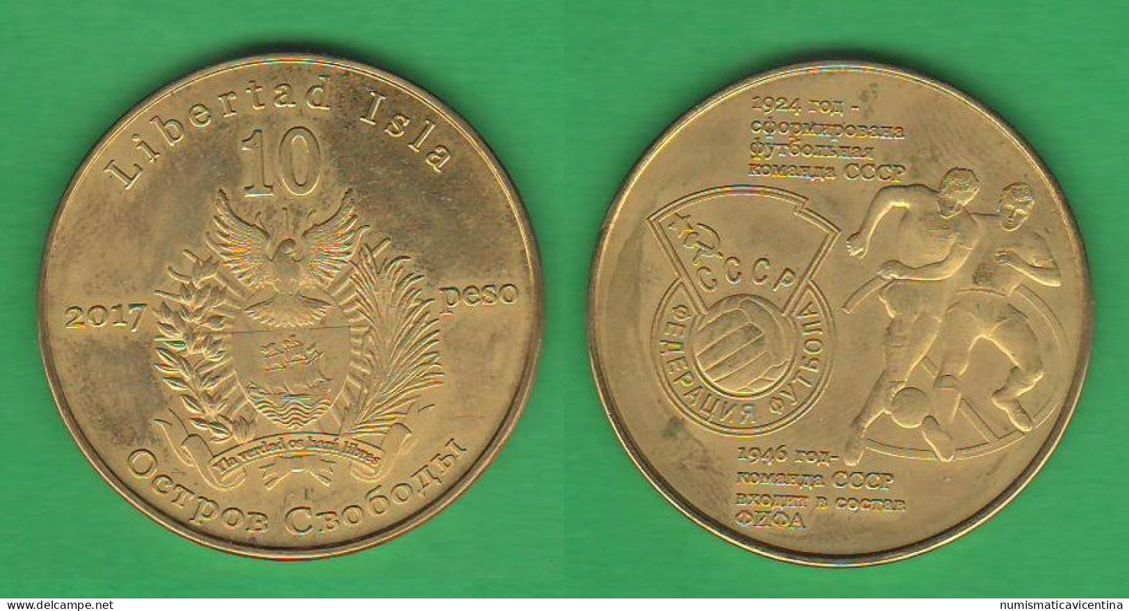 Isla De La Libertad ( Cuba ) 10 Pesos 2017 Fantasy Coin / Token Brass Russian Football CCCP - Andere - Amerika
