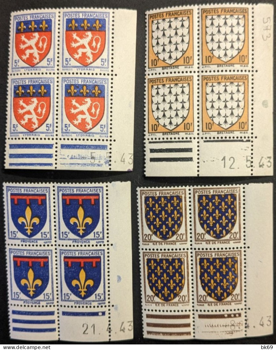 572 à 575**  Lyonnais, Bretagne, Provence, Ile De France - 1940-1949