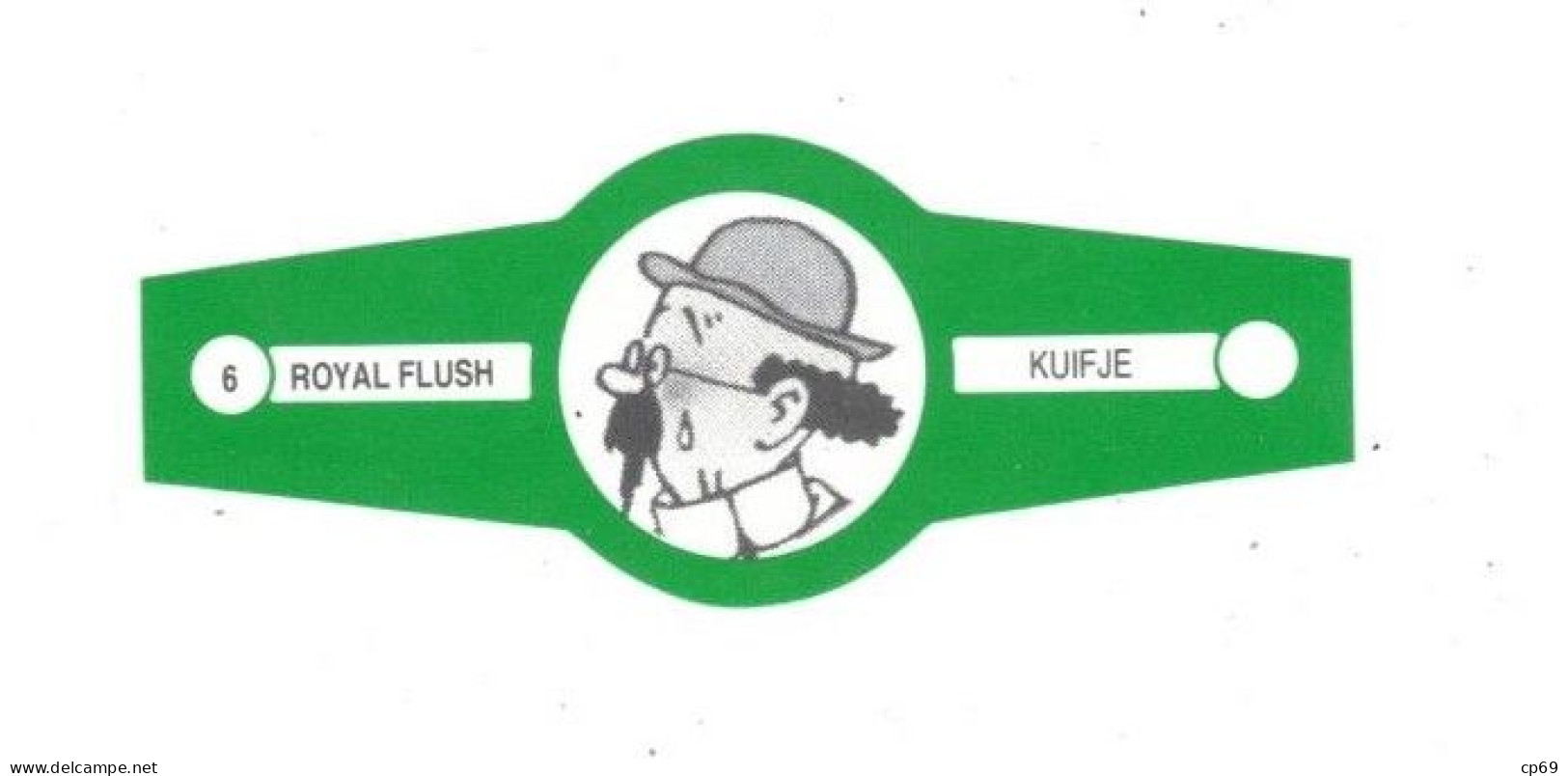 6) Bague De Cigare Série Tintin Verte Royal Flush Kuifje Professeur Tournesol En Superbe.Etat - Objets Publicitaires