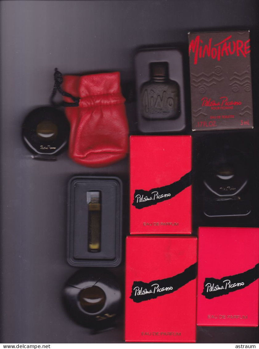 Lot De 5 Miniature De Parfum - Paloma Picasso - Differents Format Edp / Edt -  Pleine Avec Boite Et Sacoche En Cuir - Miniatures Womens' Fragrances (in Box)