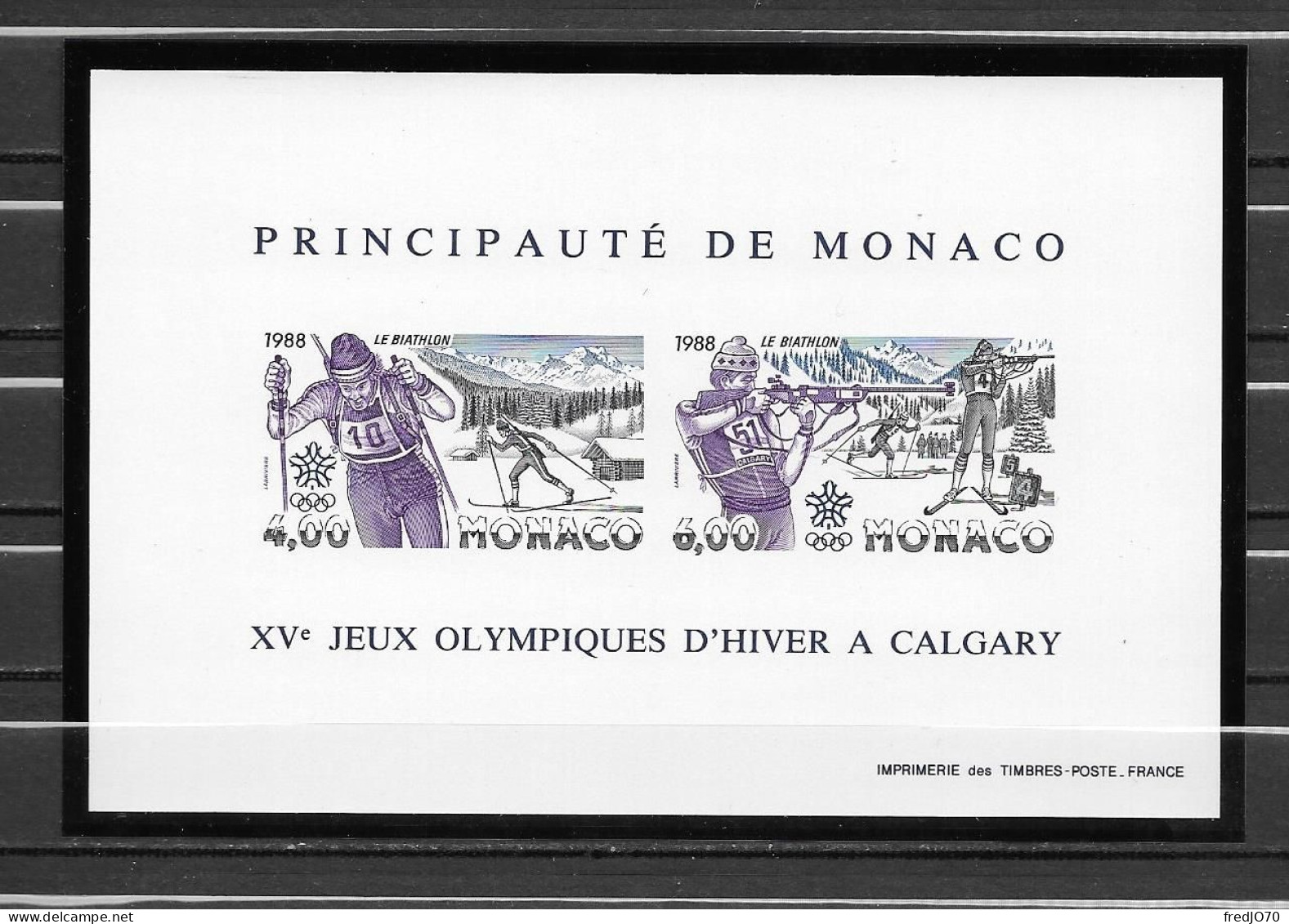 Monaco Bloc Non Dentelé Imperf JO 88 ** - Inverno1988: Calgary