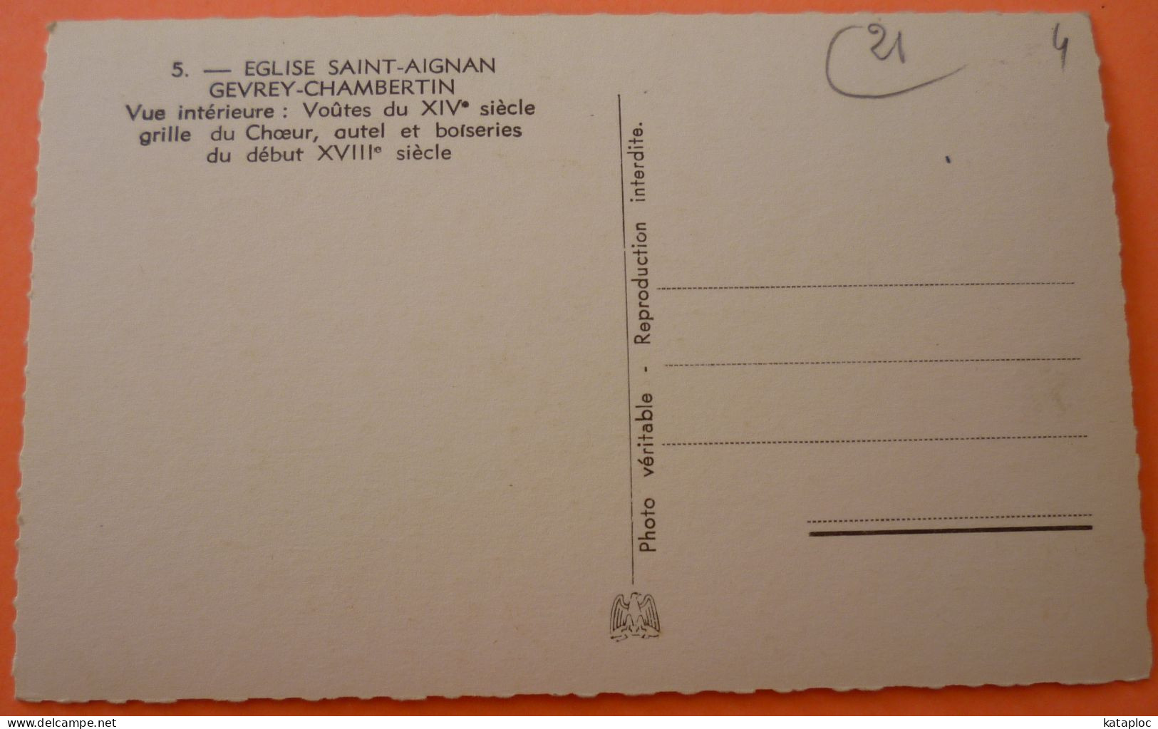 CARTE GEVREY CHAMBERTIN - 21 - EGLISE SAINT AIGNAN - SCAN RECTO/VERSO - Gevrey Chambertin