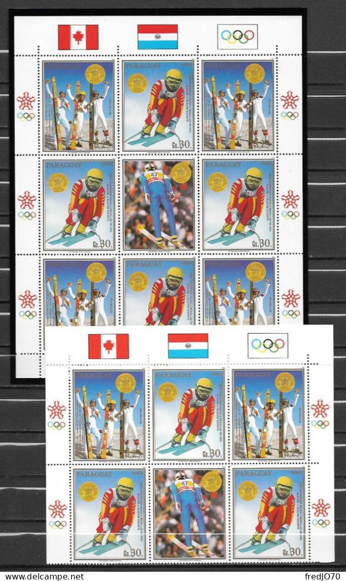 Paraguay Timbres+feuillet JO 88 ** - Winter 1988: Calgary