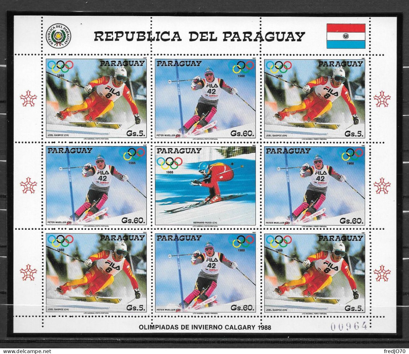 Paraguay Feuillet JO 88 ** - Invierno 1988: Calgary