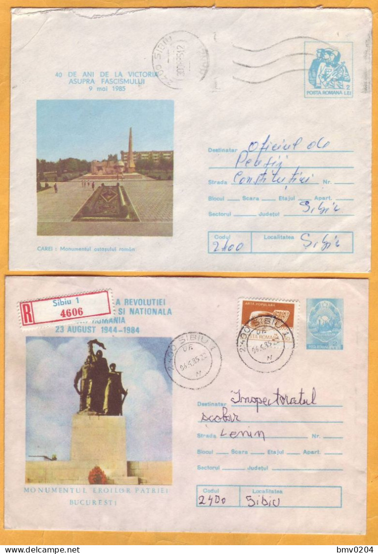 1984 1985 Romania Monuments And Monuments To The Heroes Of The Second World War. Fight Against Fascism. 2 Cover - Covers & Documents