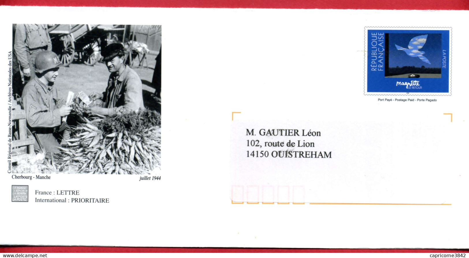 PAP Ouistreham - Courrier à Detination De LEON GAUTIER Du Commando Kieffer - PAP : Altri (1995-...)