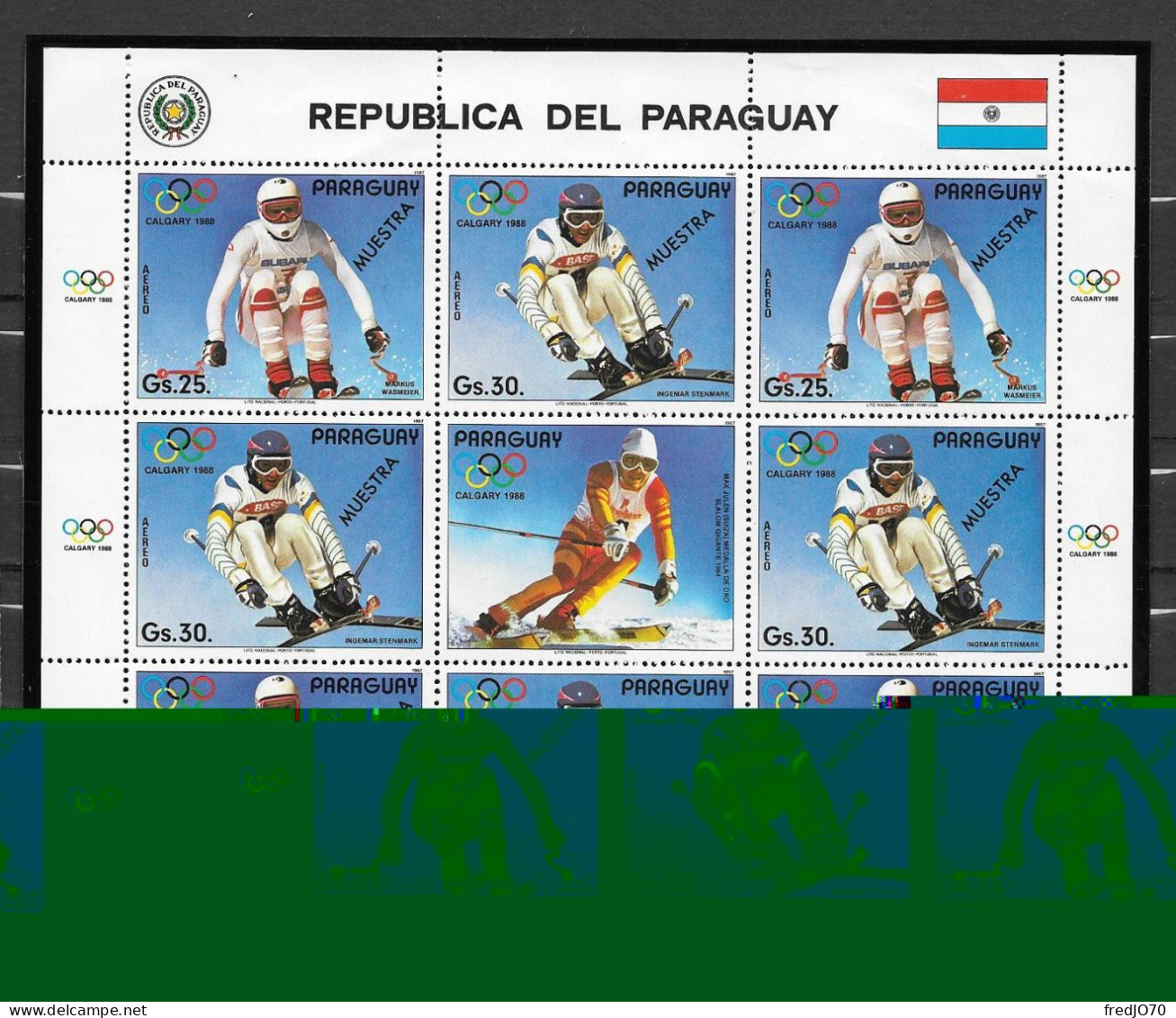 Paraguay Feuillet Muestra JO 88 ** - Invierno 1988: Calgary