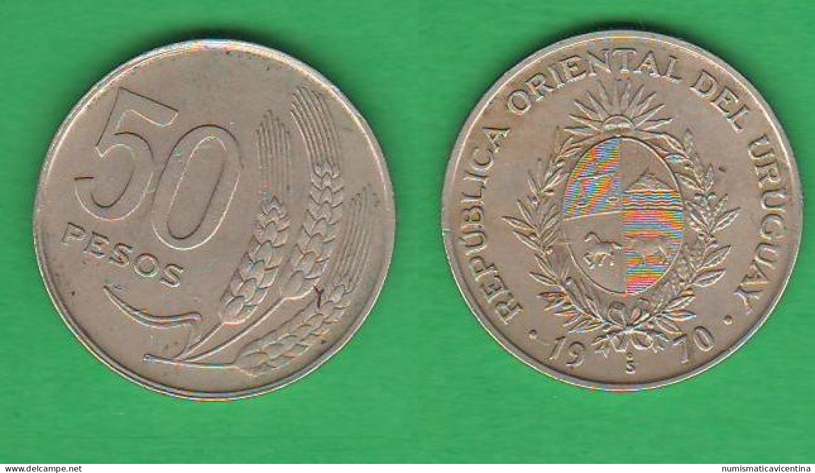 Uruguay 50 Pesos 1970 Nickel Coin South America States   ∇ 2 - Uruguay