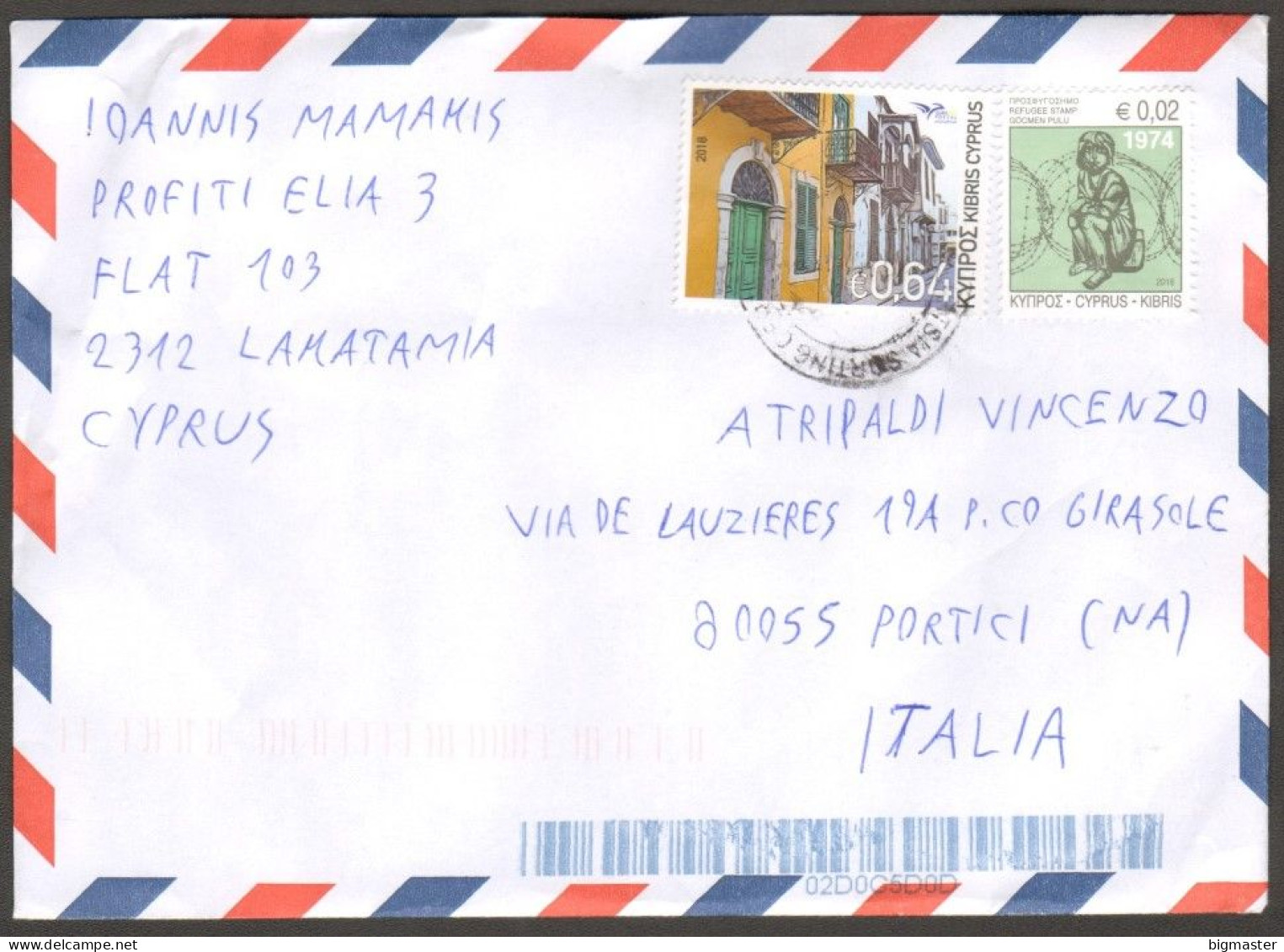 Cipro Posta Aerea Per Italia 2 Val - Storia Postale