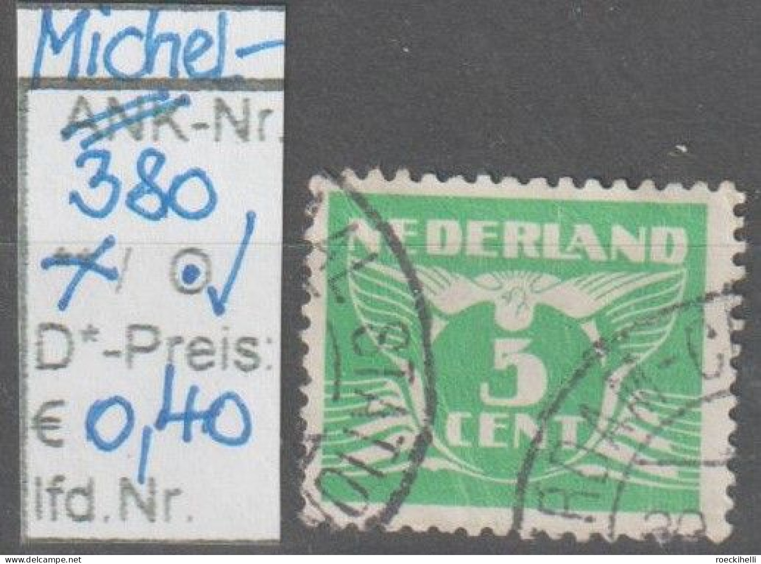 1941 - NIEDERLANDE - FM/DM "Fliegende Taube" 5 C Smaragdgrün - O Gestempelt - S. Scan (380o Nl) - Gebruikt