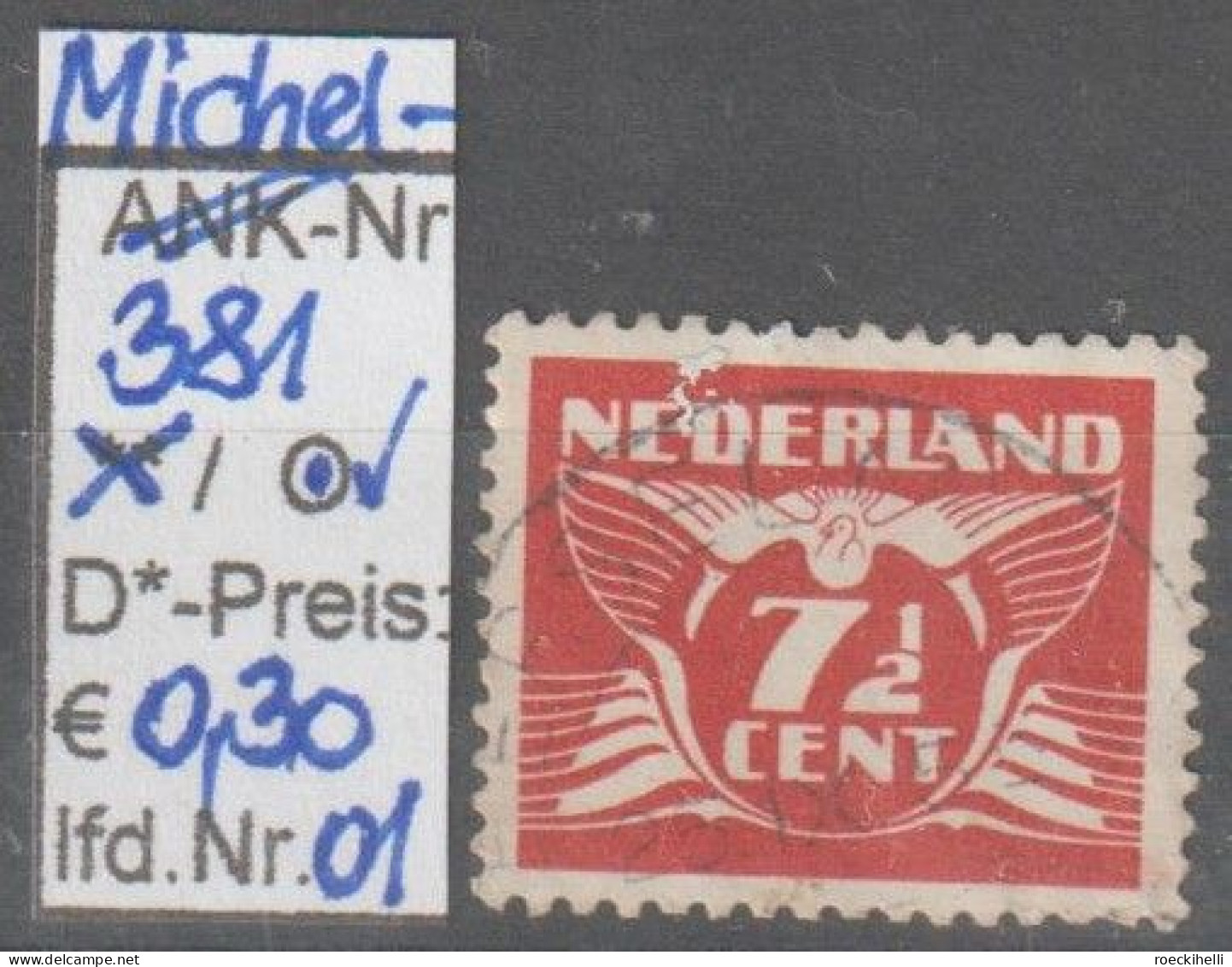 1941 - NIEDERLANDE - FM/DM "Fliegende Taube" 7 1/2 C Dkl'braunrot - O Gestempelt - S. Scan (381o 01-05 Nl) - Gebruikt