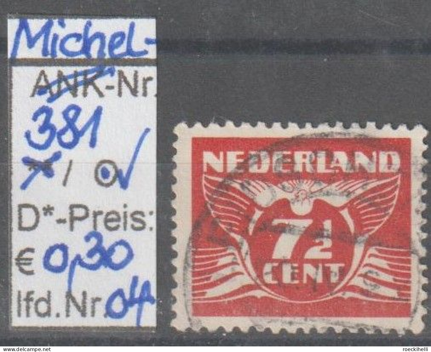 1941 - NIEDERLANDE - FM/DM "Fliegende Taube" 7 1/2 C Dkl'braunrot - O Gestempelt - S. Scan (381o 01-05 Nl) - Gebruikt