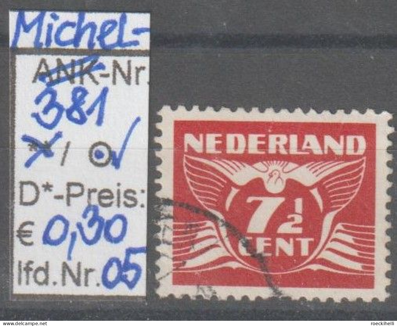 1941 - NIEDERLANDE - FM/DM "Fliegende Taube" 7 1/2 C Dkl'braunrot - O Gestempelt - S. Scan (381o 01-05 Nl) - Gebruikt