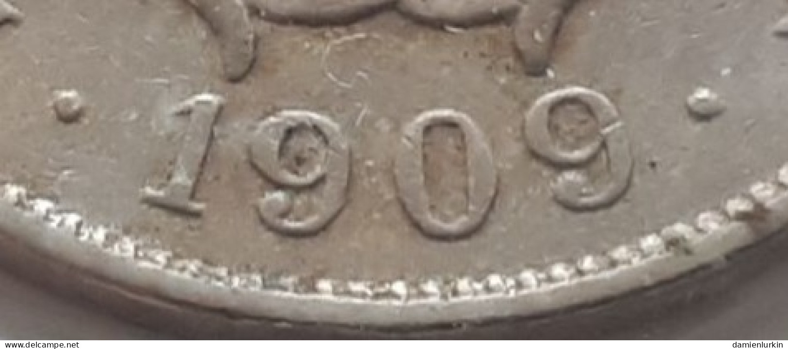 BELGIQUE LEOPOLD II BELLE 25 CENTIMES 1909 FR MOINS DE 2.000.000 D'EXEMPLAIRES COTES : 1,50€-7,50€-35€-85€ - 25 Cents