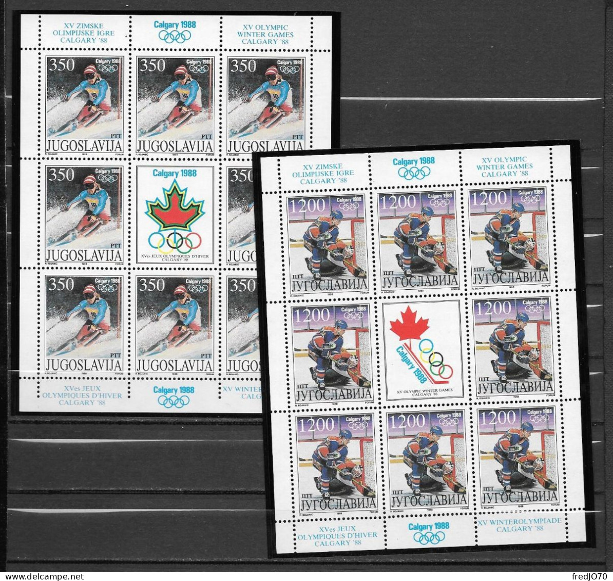 Yougoslavie Yugoslavia Série Complète Feuillets JO 88 ** - Winter 1988: Calgary