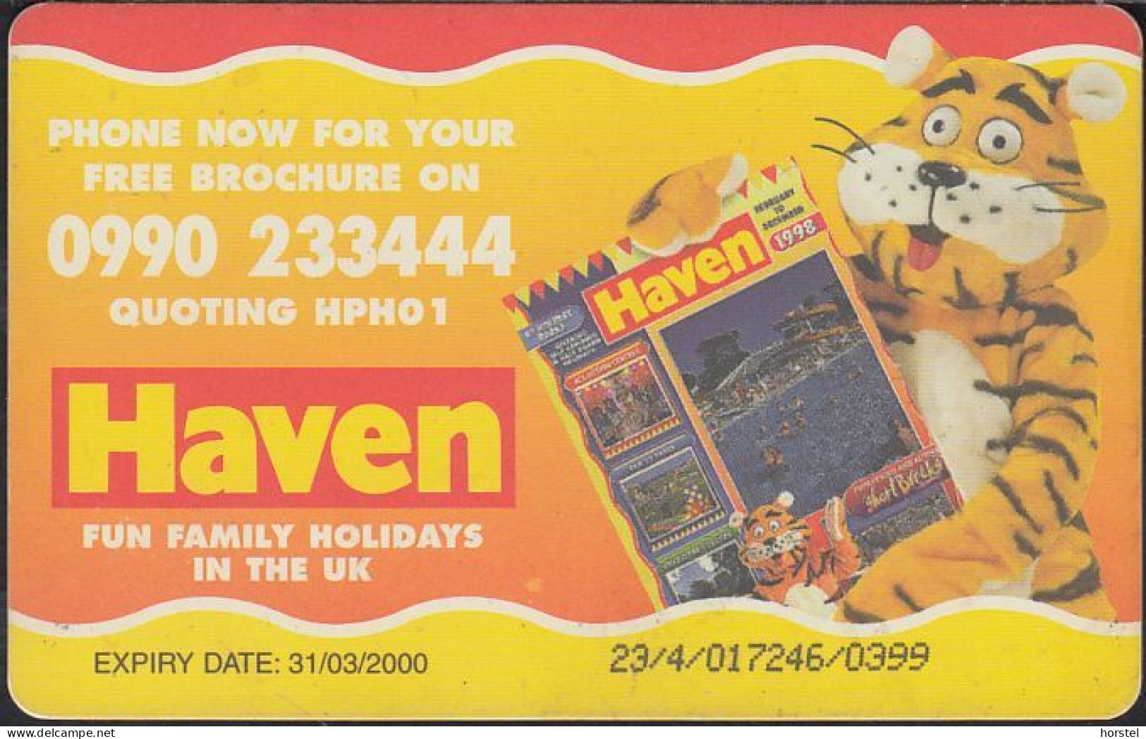 UK - British Telecom Chip PUB090A  - £2 Haven Holidays - Tiger - GPT3 - BT Promotionnelles