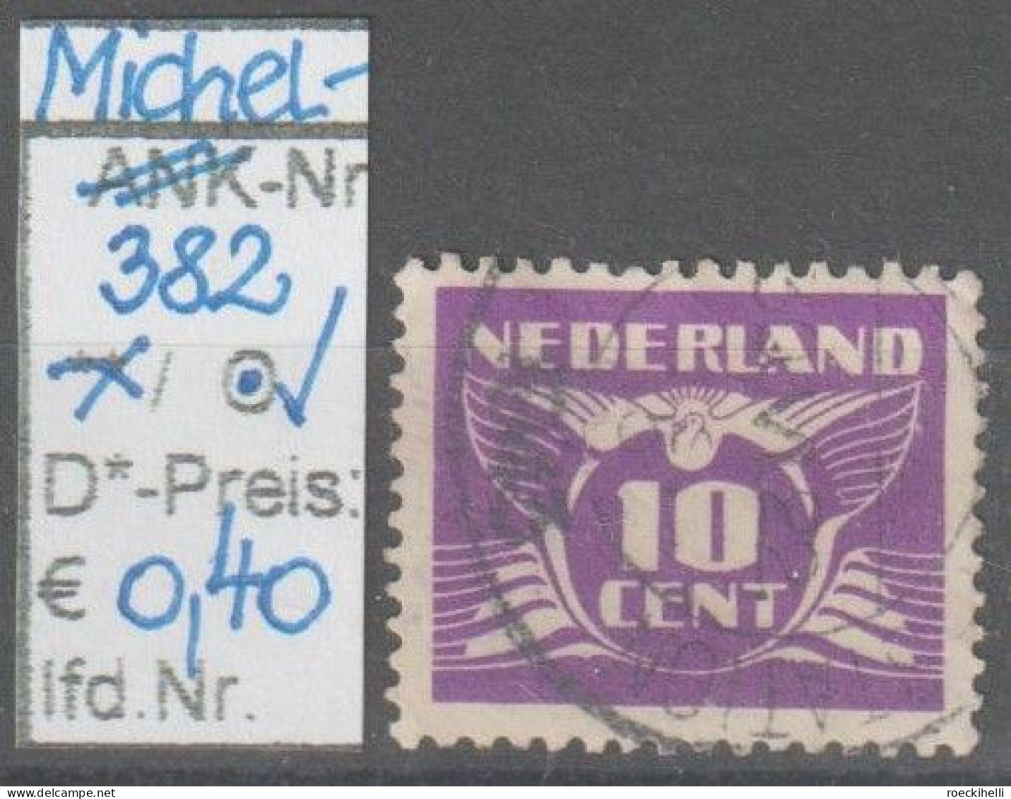 1941 - NIEDERLANDE - FM/DM "Fliegende Taube" 10 C Purpurviolett - O Gestempelt - S. Scan (382o Nl) - Gebruikt