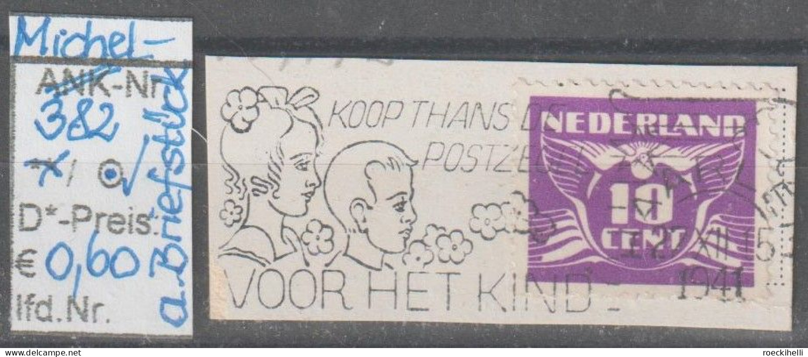 1941 - NIEDERLANDE - FM/DM "Fliegende Taube" 10 C Purpurviolett - O Gestempelt Auf Briefstück - S. Scan (382o ABs Nl) - Gebruikt