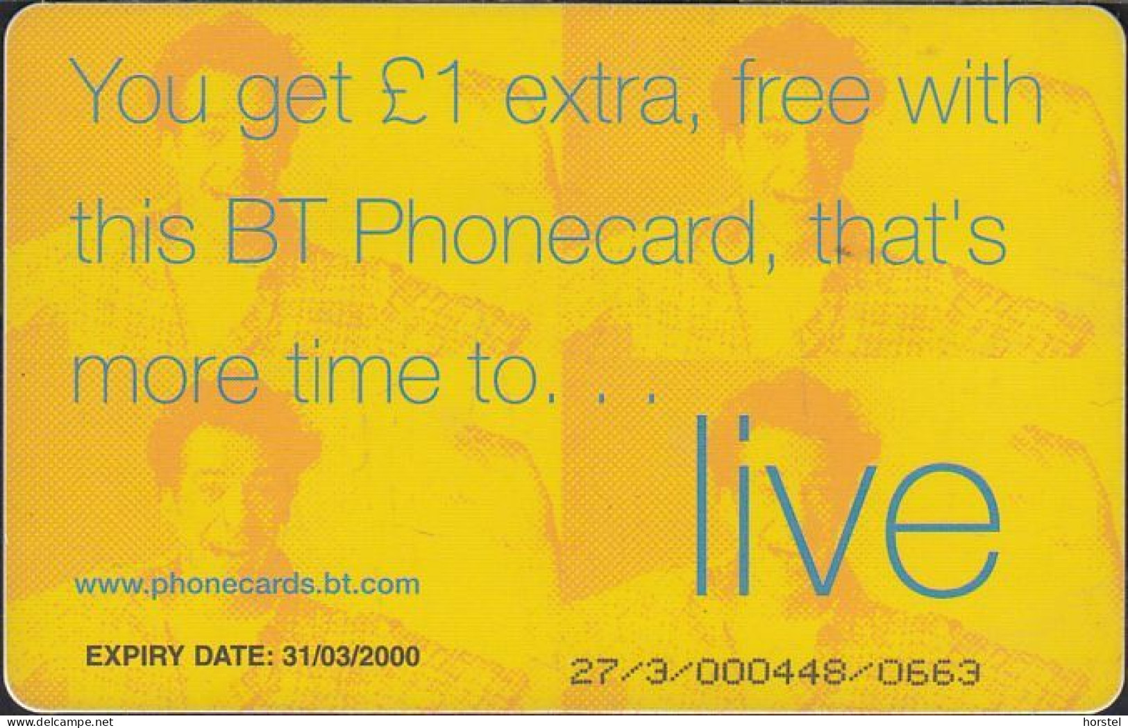 UK - British Telecom Chip PUB095  - £5 Extra Free To ... Live - Man - GPT3 - BT Promotional