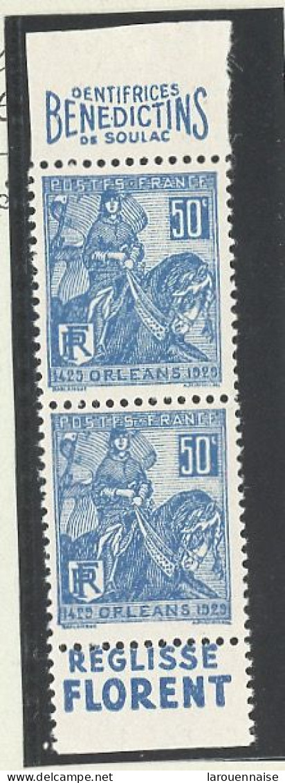 BANDE PUB -N°257 PAIRE - JEANNE D'ARC TYPE I  - N**-PUB  BENEDICTINS (MAURY 144b ) - - Unused Stamps