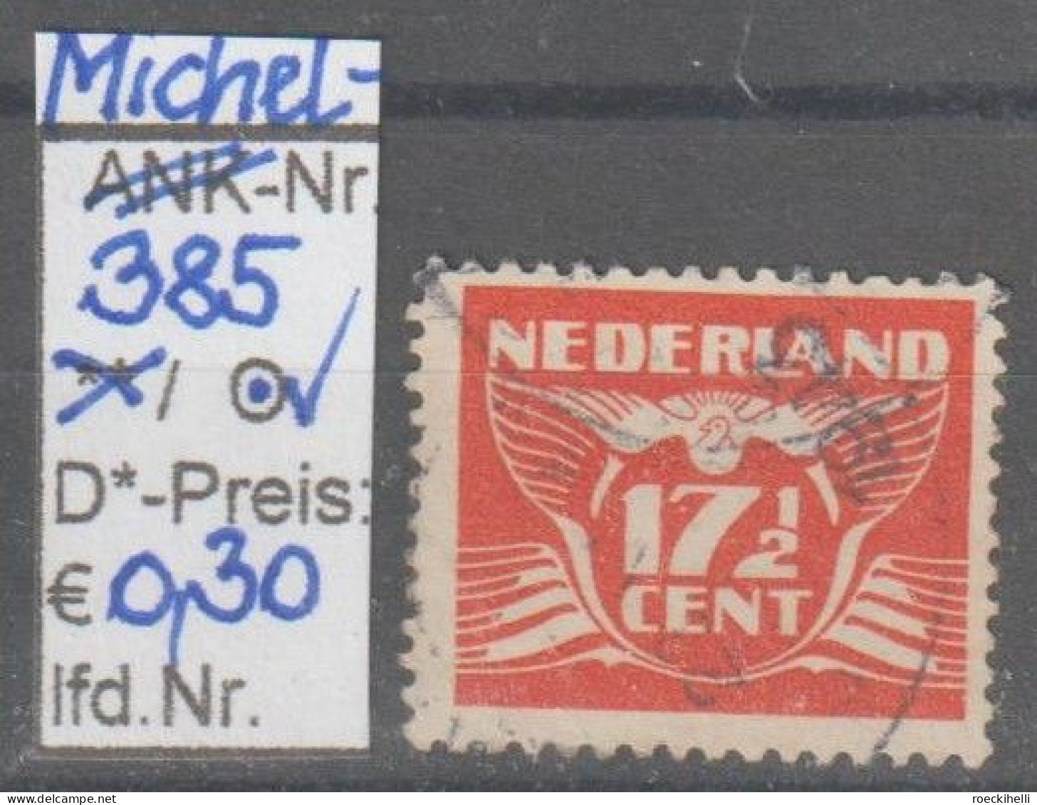 1941 - NIEDERLANDE - FM/DM "Fliegende Taube" 17 1/2 C Orangerot - O Gestempelt - S. Scan (385o Nl) - Gebruikt