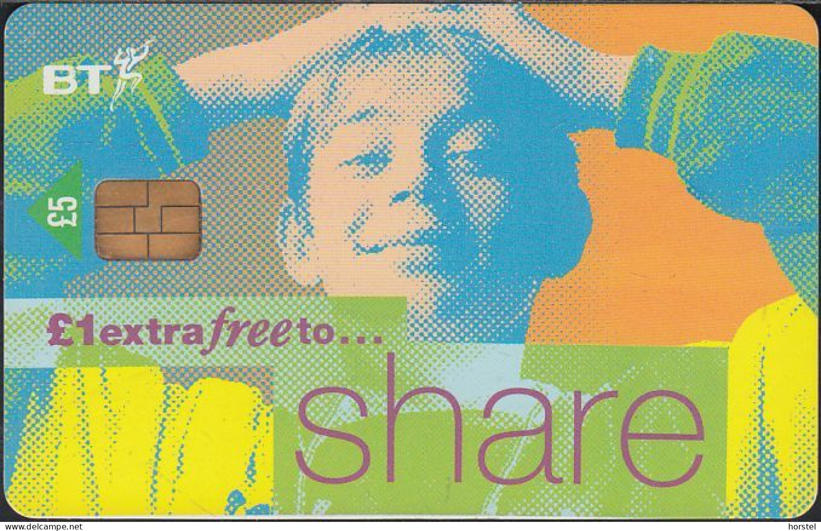 UK - British Telecom Chip PUB096  - £5 Extra Free To ... Share - Boy - GPT3 - BT Werbezwecke