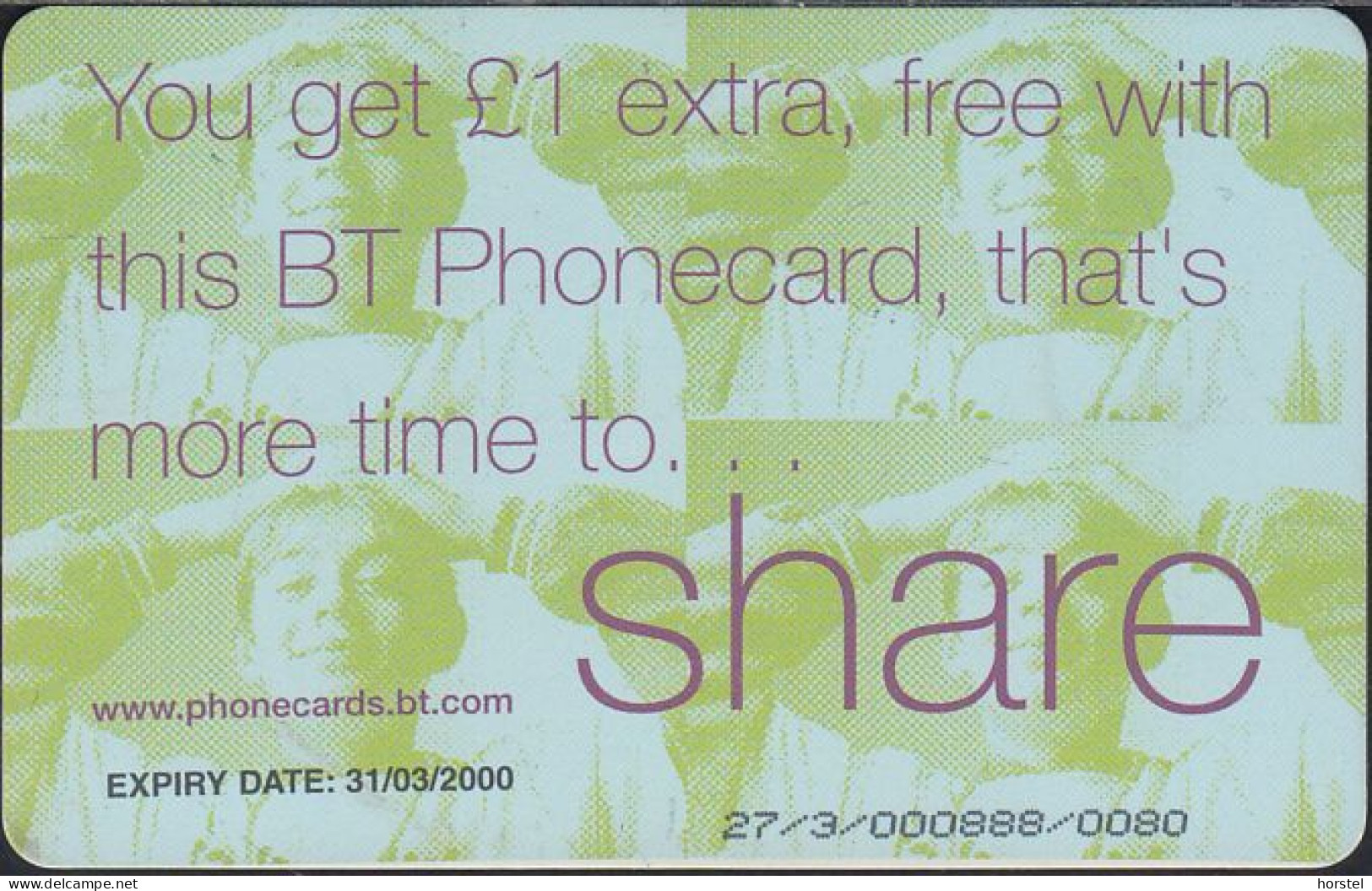 UK - British Telecom Chip PUB096  - £5 Extra Free To ... Share - Boy - GPT3 - BT Promotional