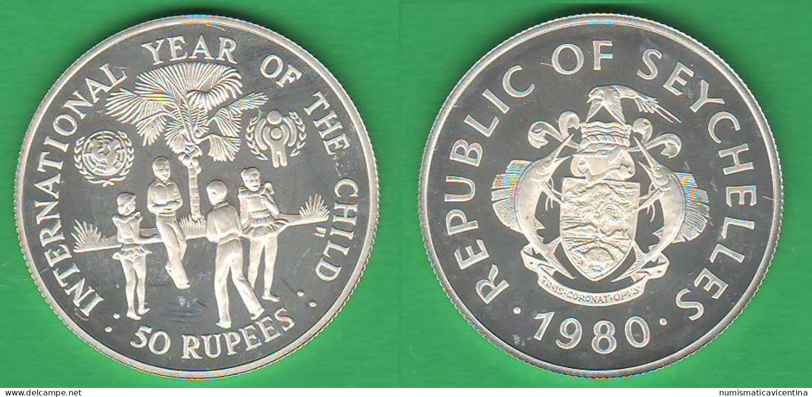 Seycelles 50 Rupee 1980 Year Of The Child Silver Proof Coin   ∇ 2 - Seychellen