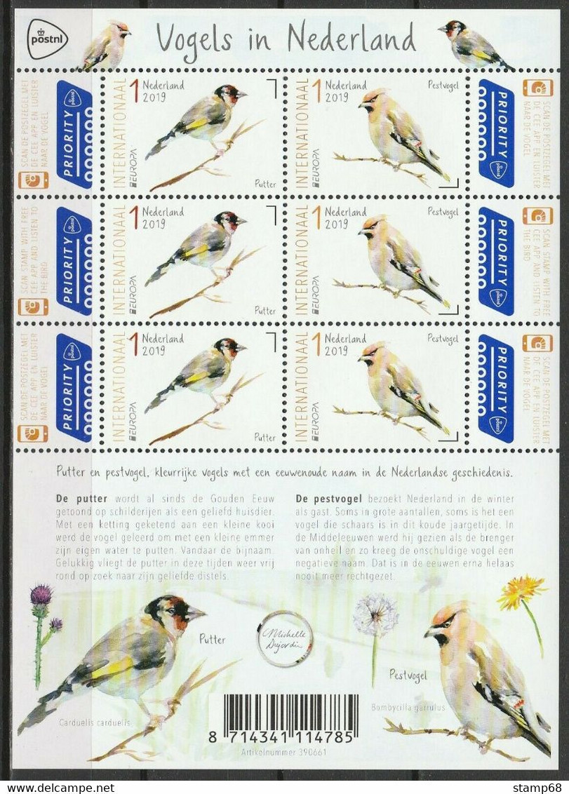 Nederland NVPH 3738-39 V3738-39 Vel PostEurop Vogels In Nederland 2019 Postfris MNH Netherlands Birds Fauna - Ongebruikt