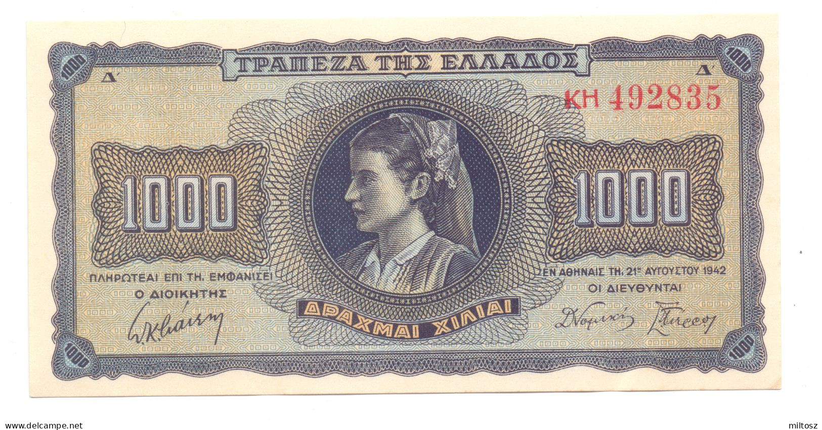 Greece 1.000 Drachmas 1942 - Greece