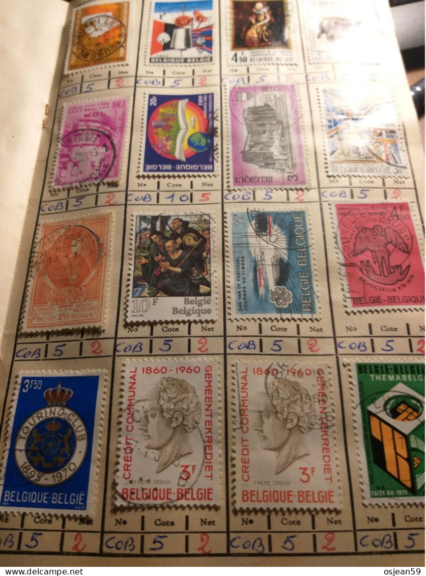 Carnet d'échanges de timbres oblitérés.12 pages.