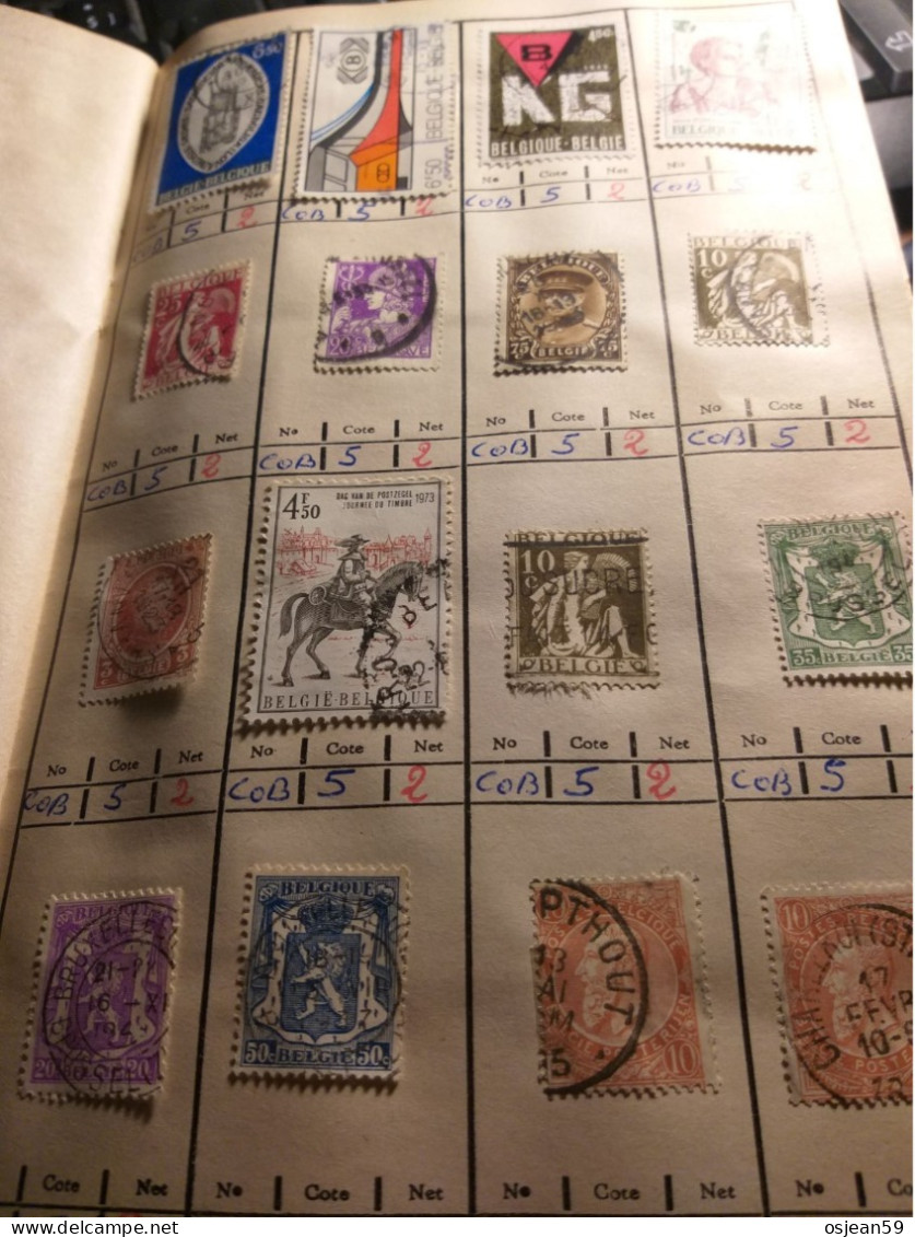 Carnet d'échanges de timbres oblitérés.12 pages.