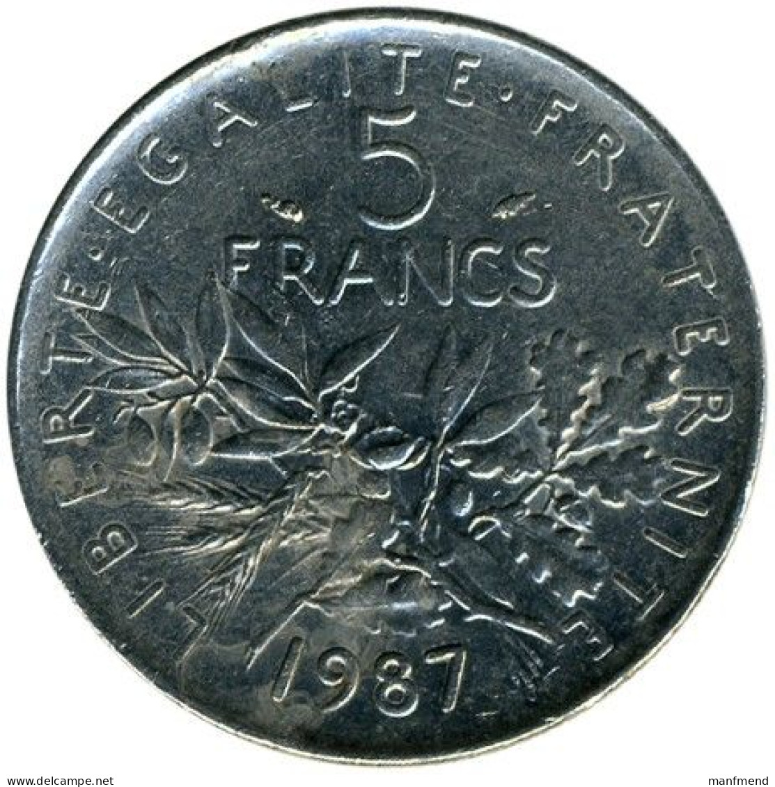 France - 1987 - KM 926a - 5 Francs - XF - 5 Francs