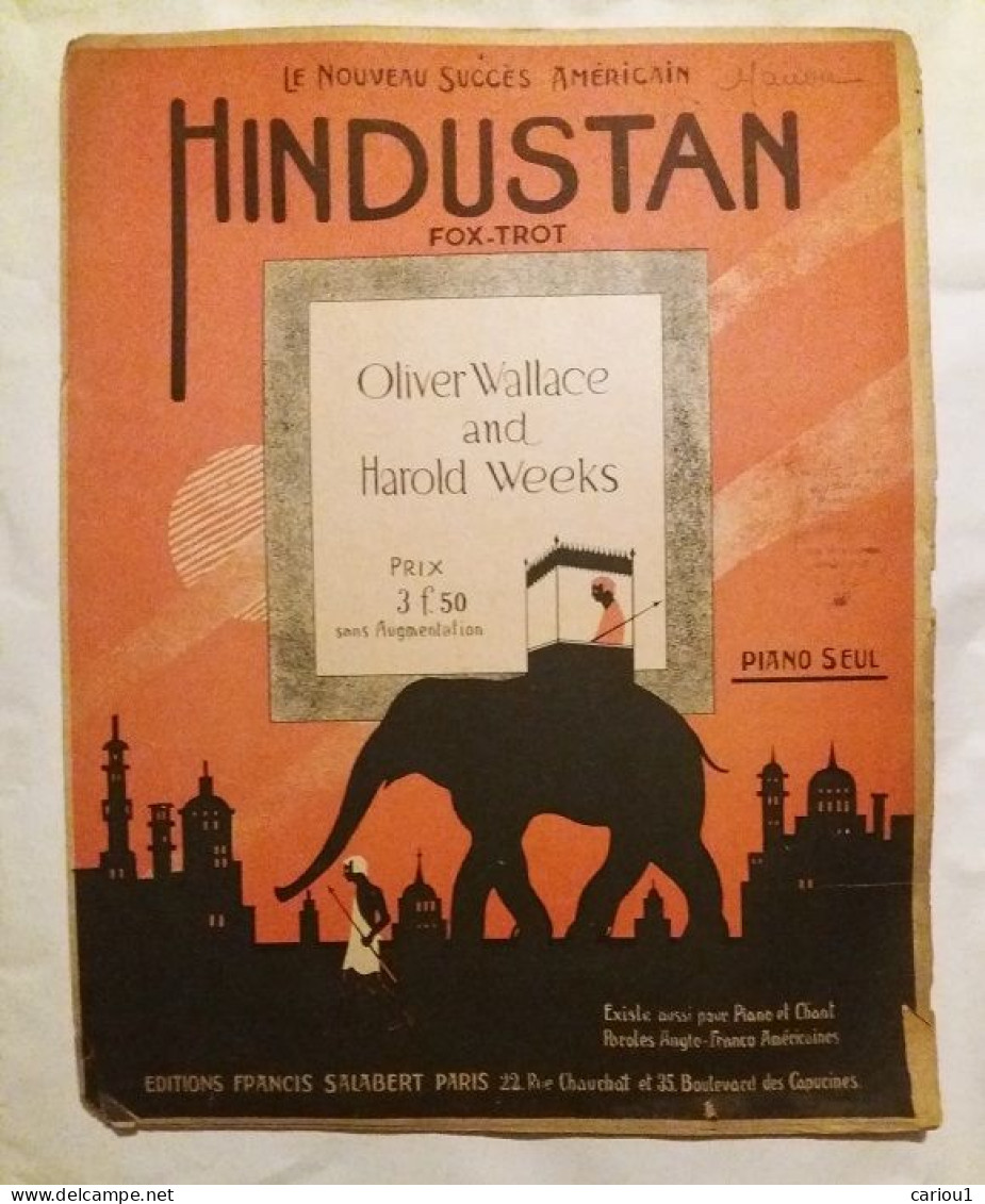 C1  HINDUSTAN FOX TROT Oliver WALLACE Weeks SALABERT Partition 1918 Port Inclus France - Koorzang