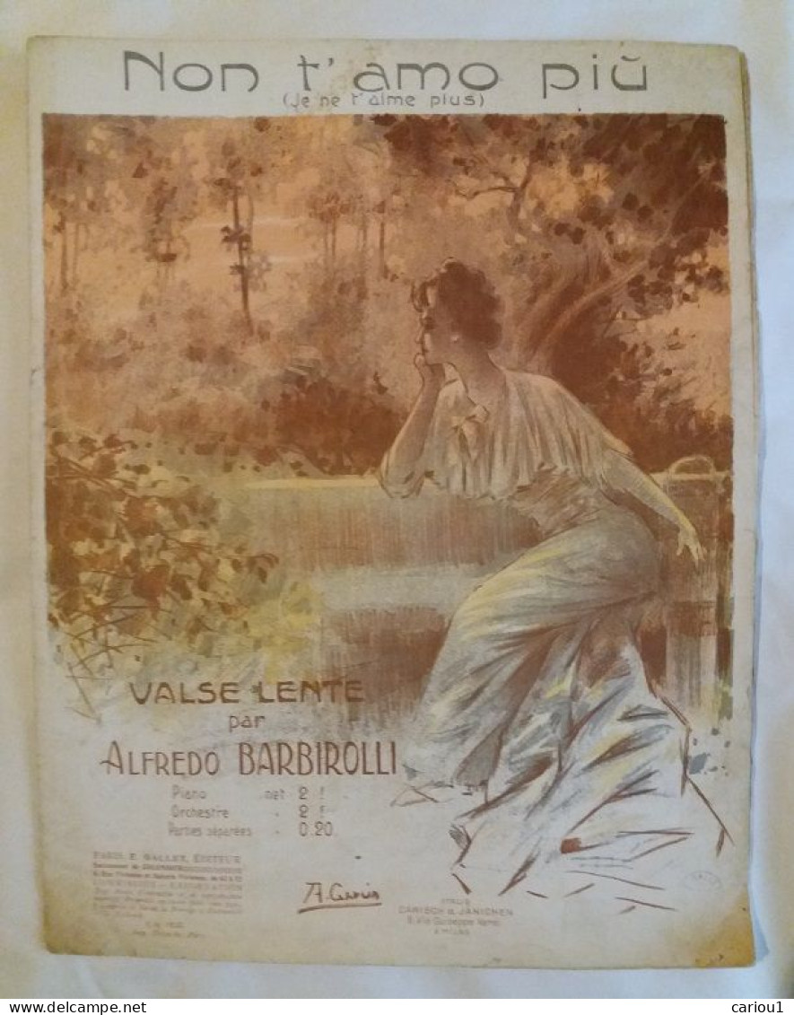 C1 NON T AMO PIU Valse Lente ALFREDO BARBIROLLI Partition 1911 Port Inclus France - Autres & Non Classés