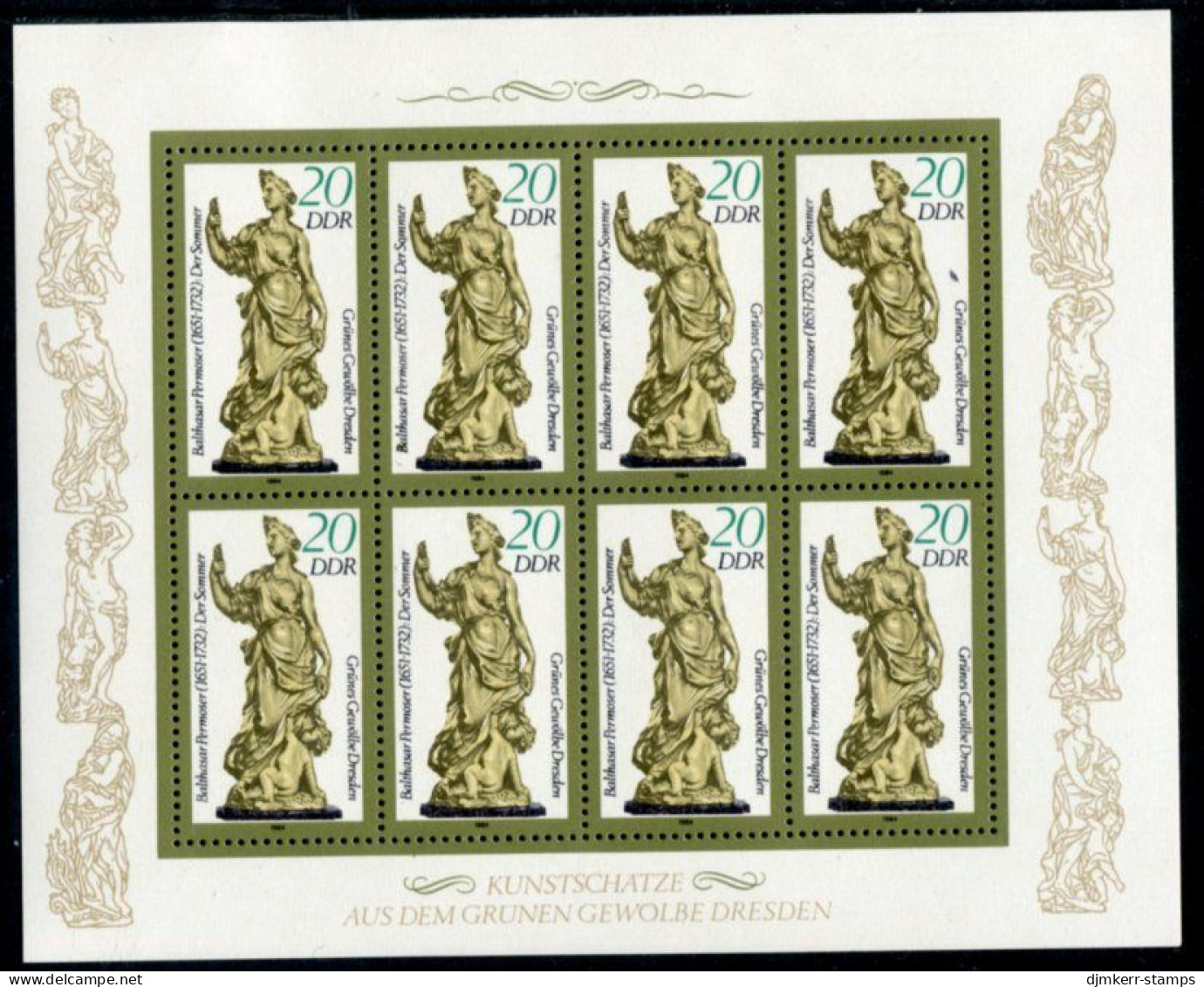 DDR 1984 Statues From The Green Vault 20 Pf. Sheetlet MNH / **.  Michel 2906II Kb - 1981-1990