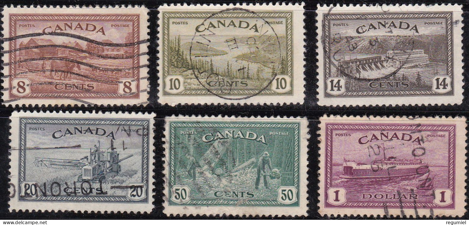 Canada U  219/224 (o) Usado. 1946 - Oblitérés