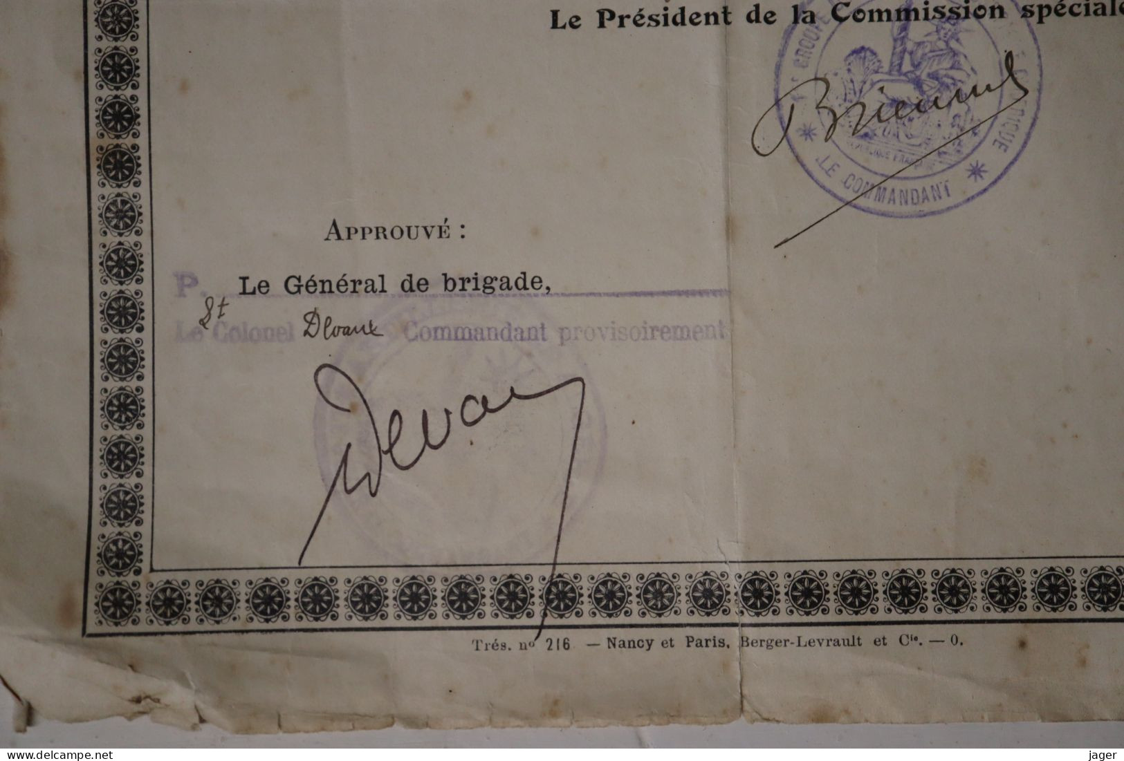 Certificat  De Bonne Conduite 1 Er Groupe D'artillerie D'Afrique 1910 - Documenti